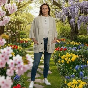 Worthington Cream Open-Front Cardigan